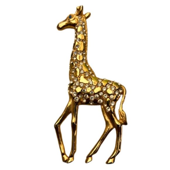 Vintage Tall Giraffe Crystal Pin Brooch - Picture 5 of 5